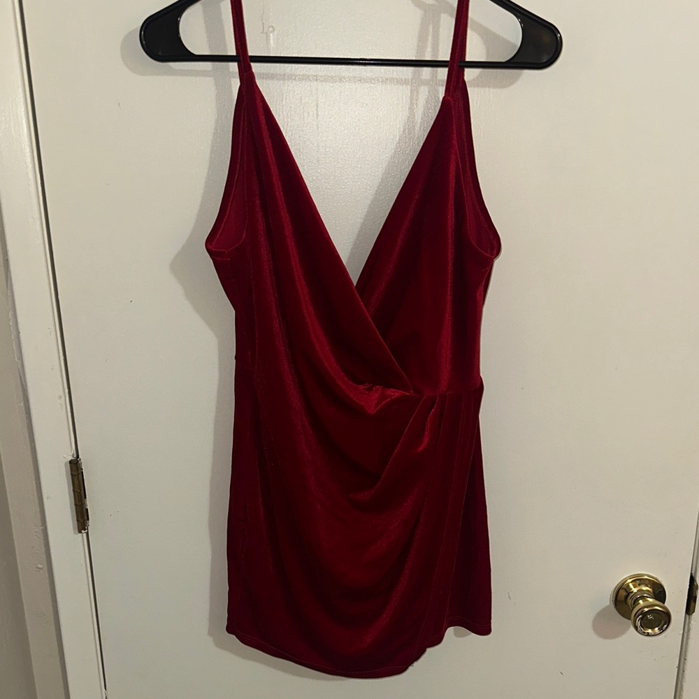 Elegant Velvet Red Mini Romper